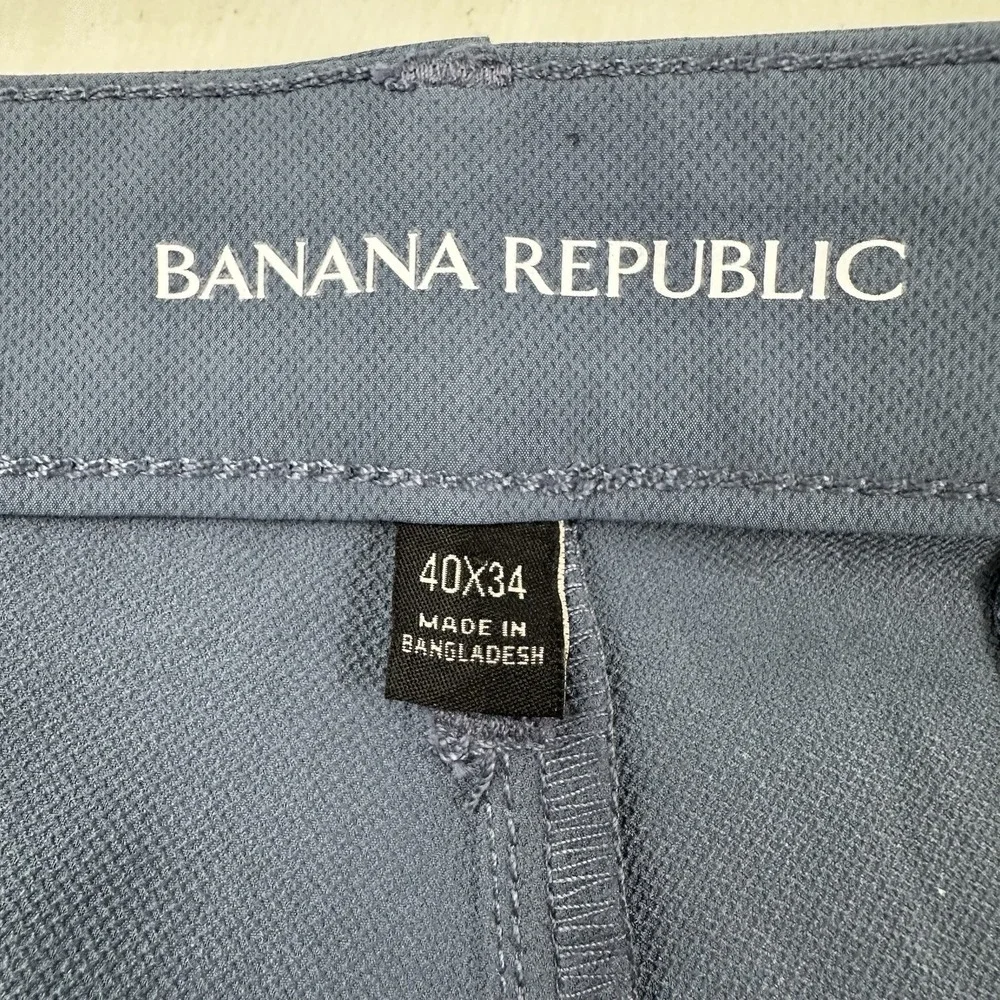 Banana‎ Republic Performance Tech Pants Men 40x34 Blue Gray Travel Golf Chino